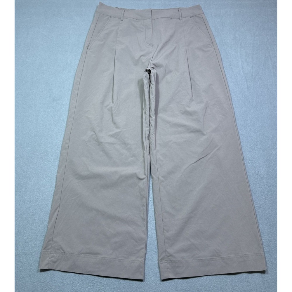 Fabletics Pants Womens L Wide Leg Taupe Trouser Stretch Boho Athleisure USA Yoga